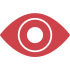 Red eye icon with a white circular pupil in the center and a red background.