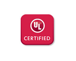 Red UL Certified logo with white "UL" in a circle above the word "CERTIFIED" on a rounded square background.